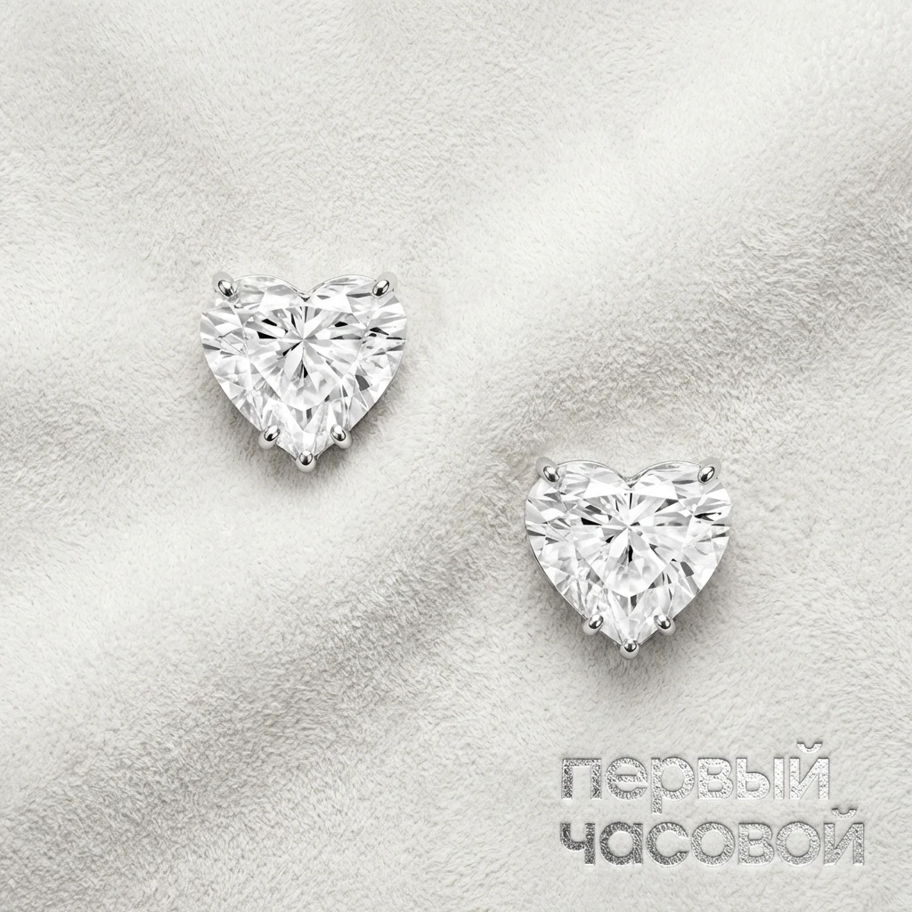 Купить украшение Graff Heart Shape Diamonds Stud Earrings 1,01/1,01 ct. HST01: в наличии в Москве!