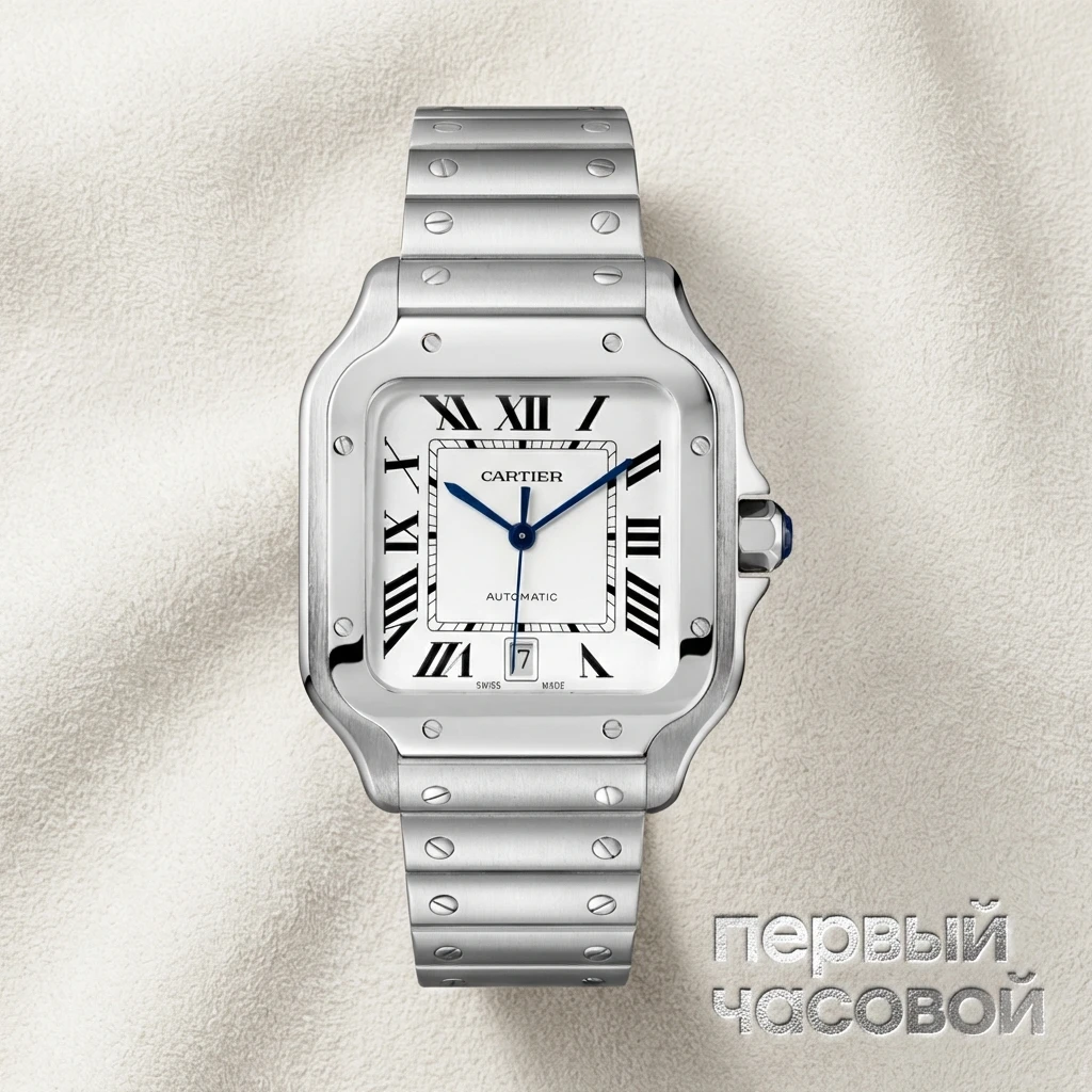 Купить элитные часы Cartier Santos De Cartier Large Model White Dial WSSA0018: в наличии в Москве!