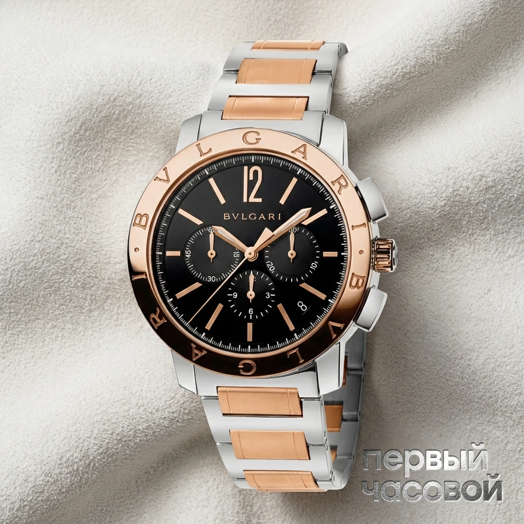Купить элитные часы Bvlgari 18k Rose Gold &amp; Steel Chronograph Automatic BB 41 SPG CH: в наличии в Москве!
