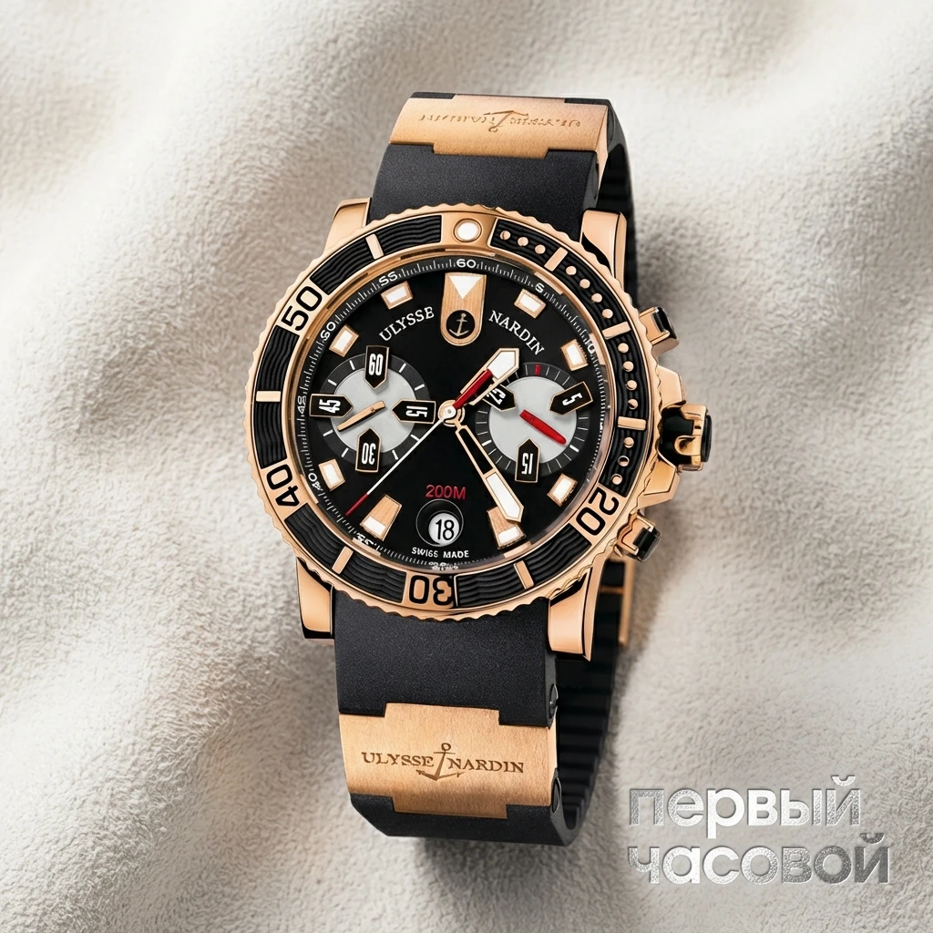 Купить элитные часы Ulysse N Marine Diver Chronograph 8006-102-3A/91: в наличии в Москве!