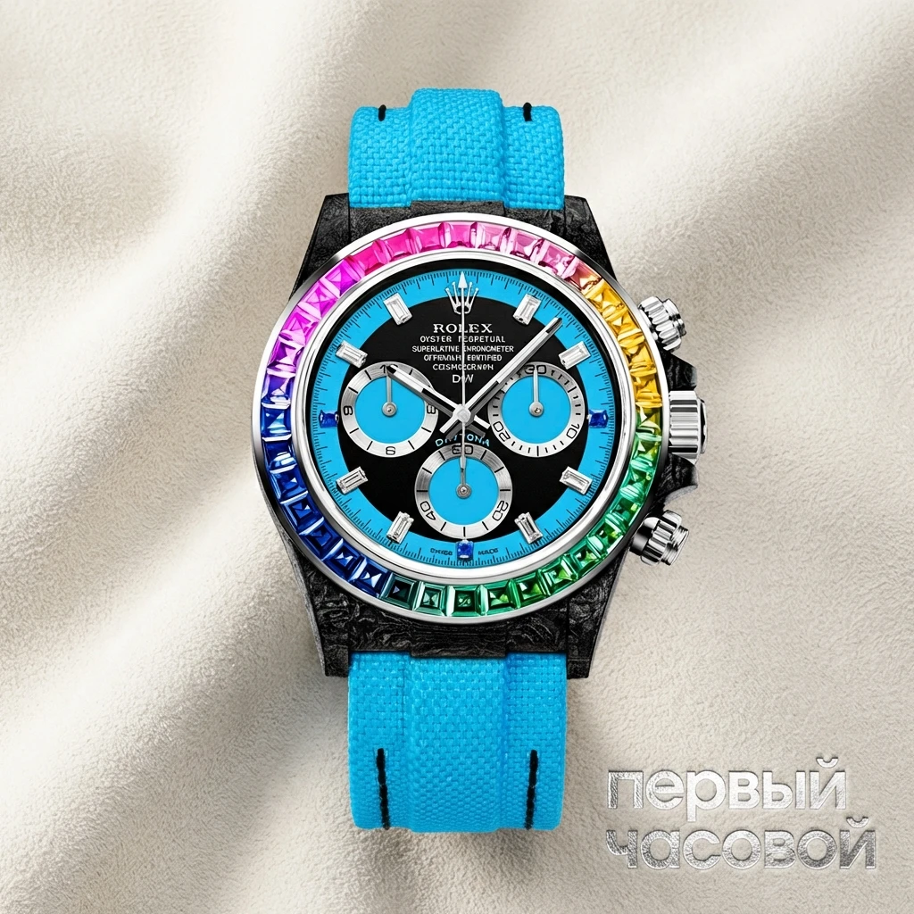 Купить элитные часы DiW Rolex Daytona 40 Mm Rainbow Blue : в наличии в Москве!