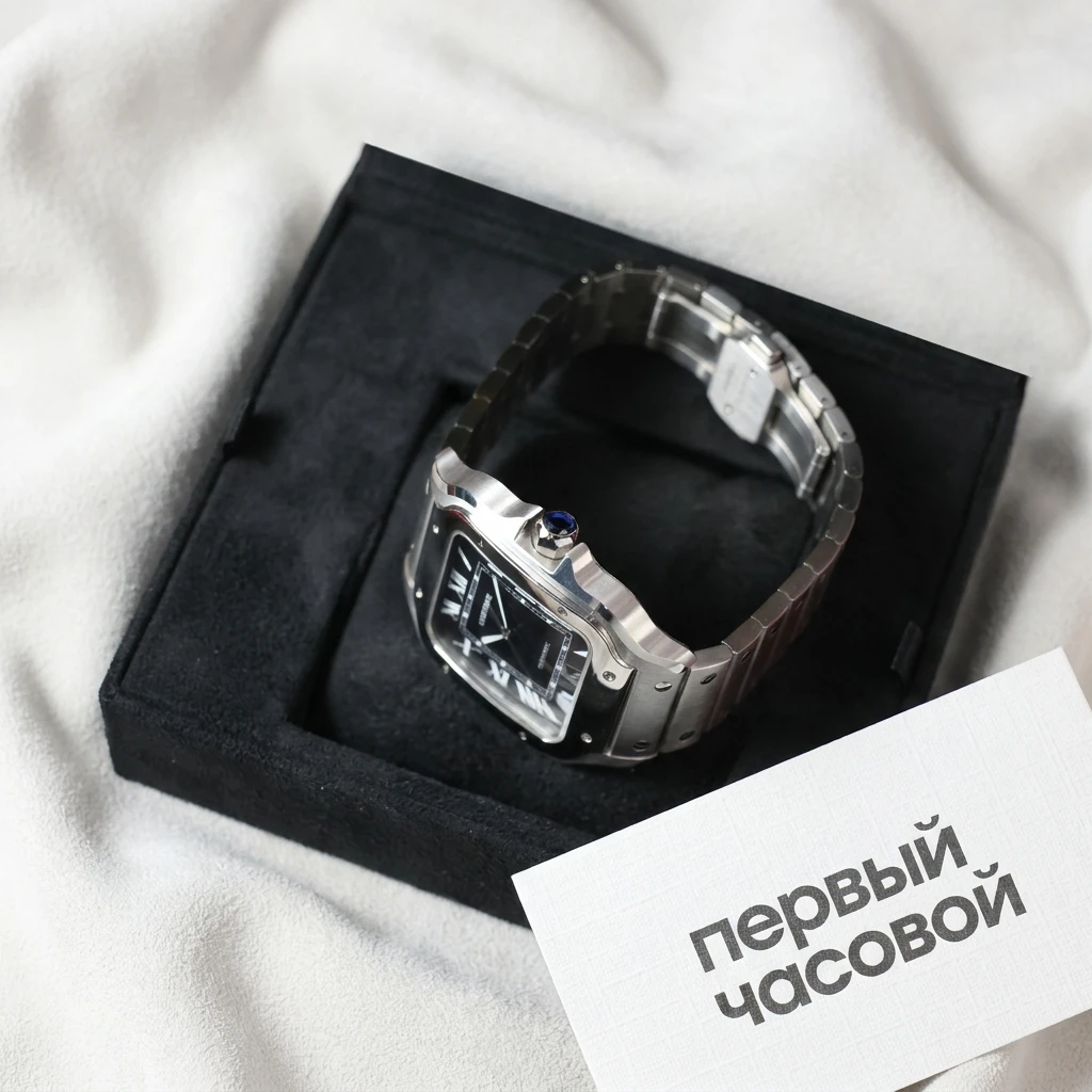 Купить элитные часы Cartier Santos De Cartier Large Model Black Dial WSSA0096: в наличии в Москве!