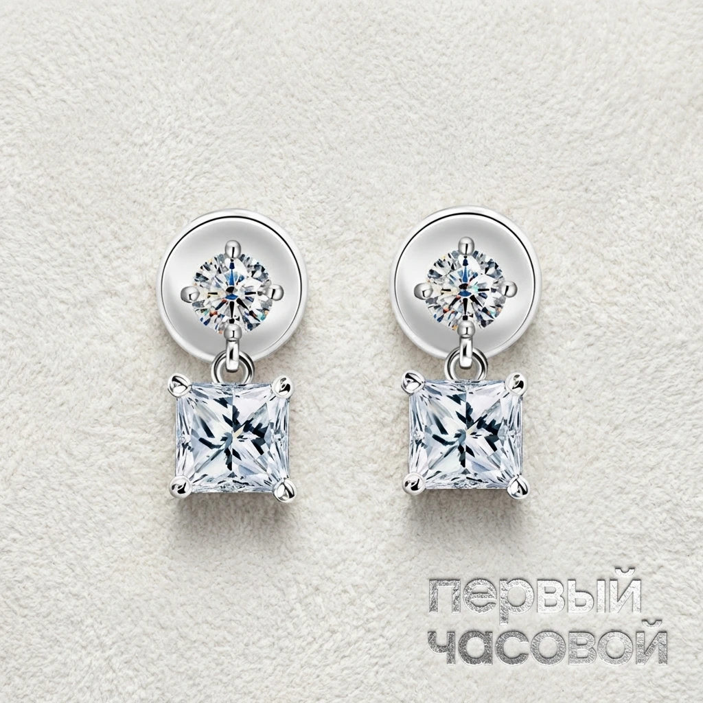 Купить украшение Studio jewelry Серьги с бриллиантами "Princess Cut" : в наличии в Москве!