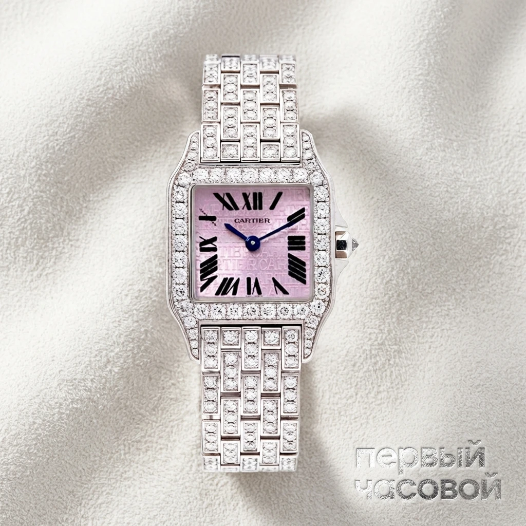 Купить элитные часы Cartier Cartier Santos Demoiselle Purple Dial Mini Ladies  W2510002: в наличии в Москве!