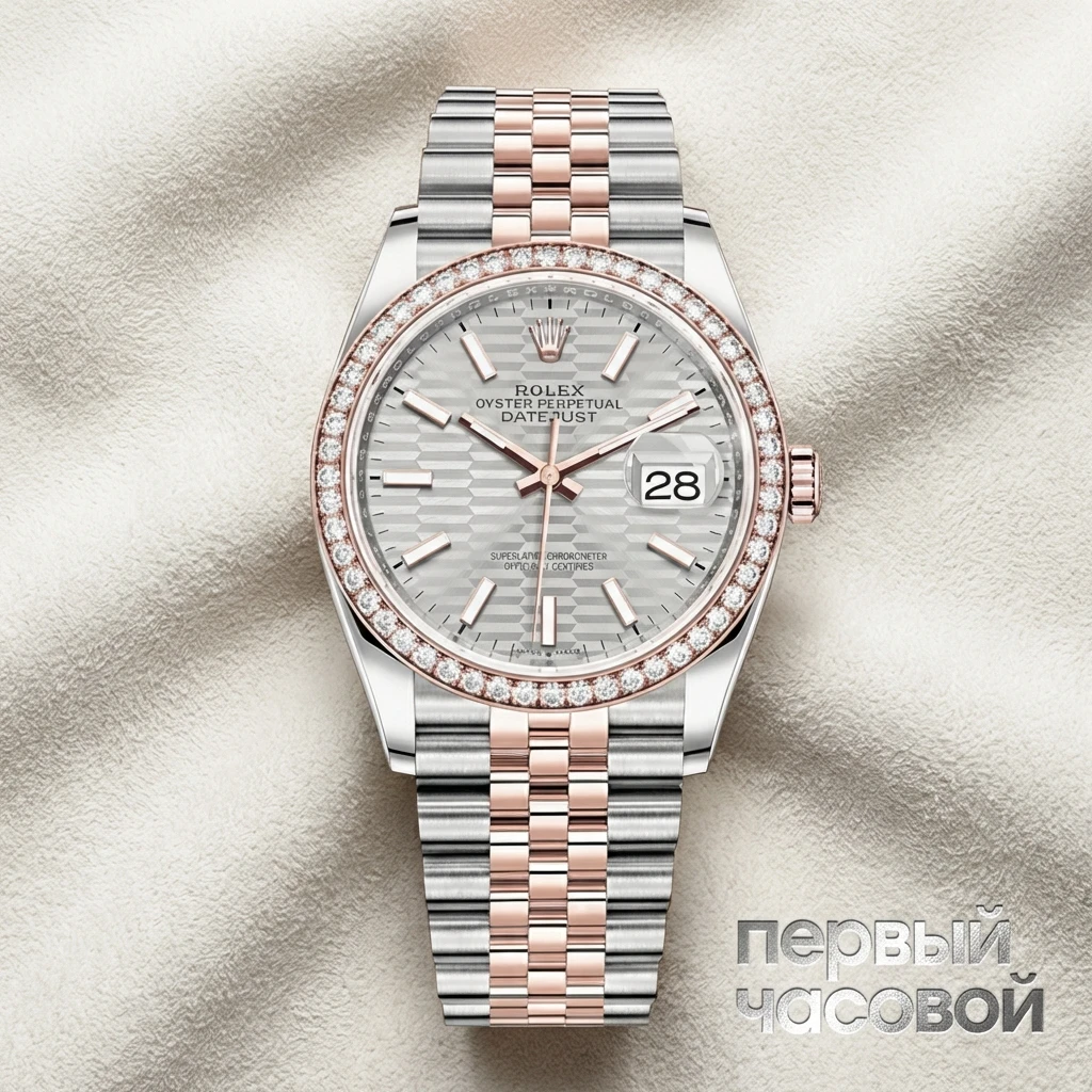 Купить элитные часы Rolex Datejust 36 Rose Gold/Steel Silver Fluted Motif Dial Diamond Bezel Jubilee Bracelet 126281RBR: в наличии в Москве!