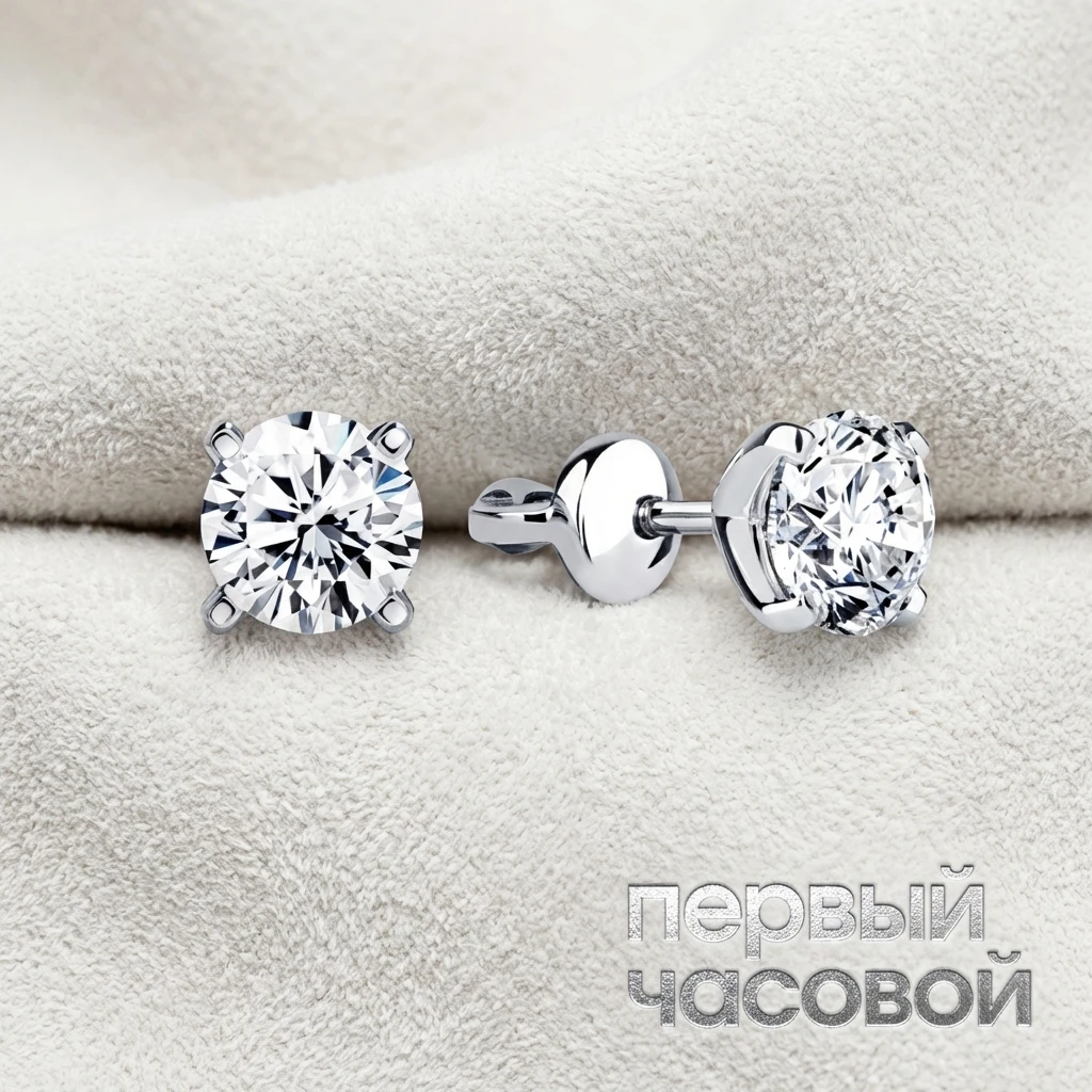 Купить украшение Studio jewelry Серьги 1,20/1,20 Ct. J/VVS2 (3 Excellent) : в наличии в Москве!