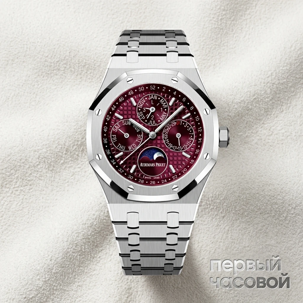 Купить элитные часы Audemars Piguet AUDEMARS PIGUET ROYAL OAK PERPETUAL CALENDAR 41MM White Gold Burgundy 26574BC.OO.1220BC.01: в наличии в Москве!