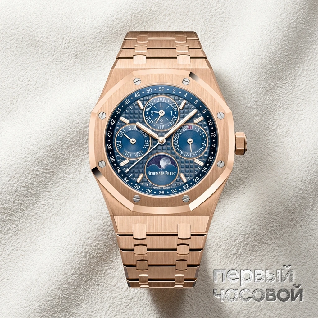 Купить элитные часы Audemars Piguet Royal Oak Perpetual Calendar Rose Gold Blue Dial  26574OR.OO.1220OR.02: в наличии в Москве!