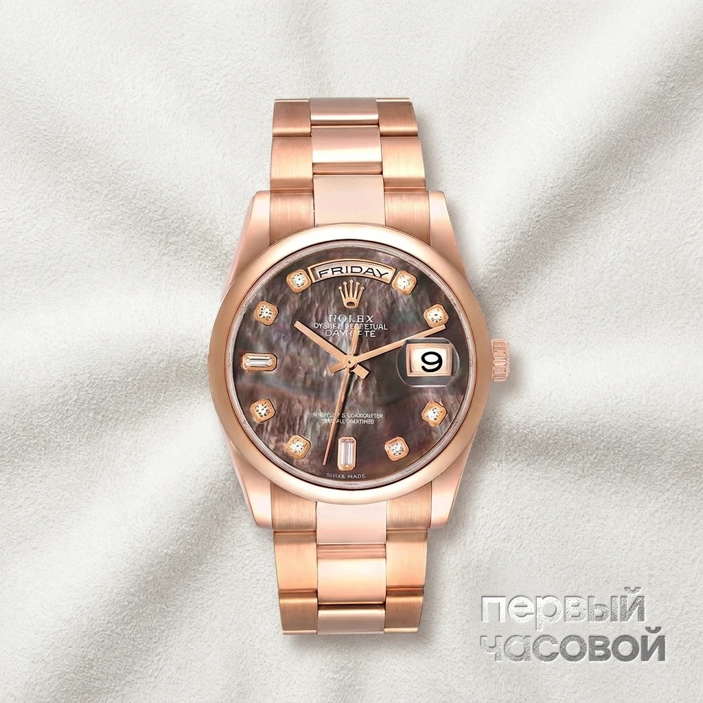 Rolex Day-Date Rose Gold Mop Diamond Dial 118205