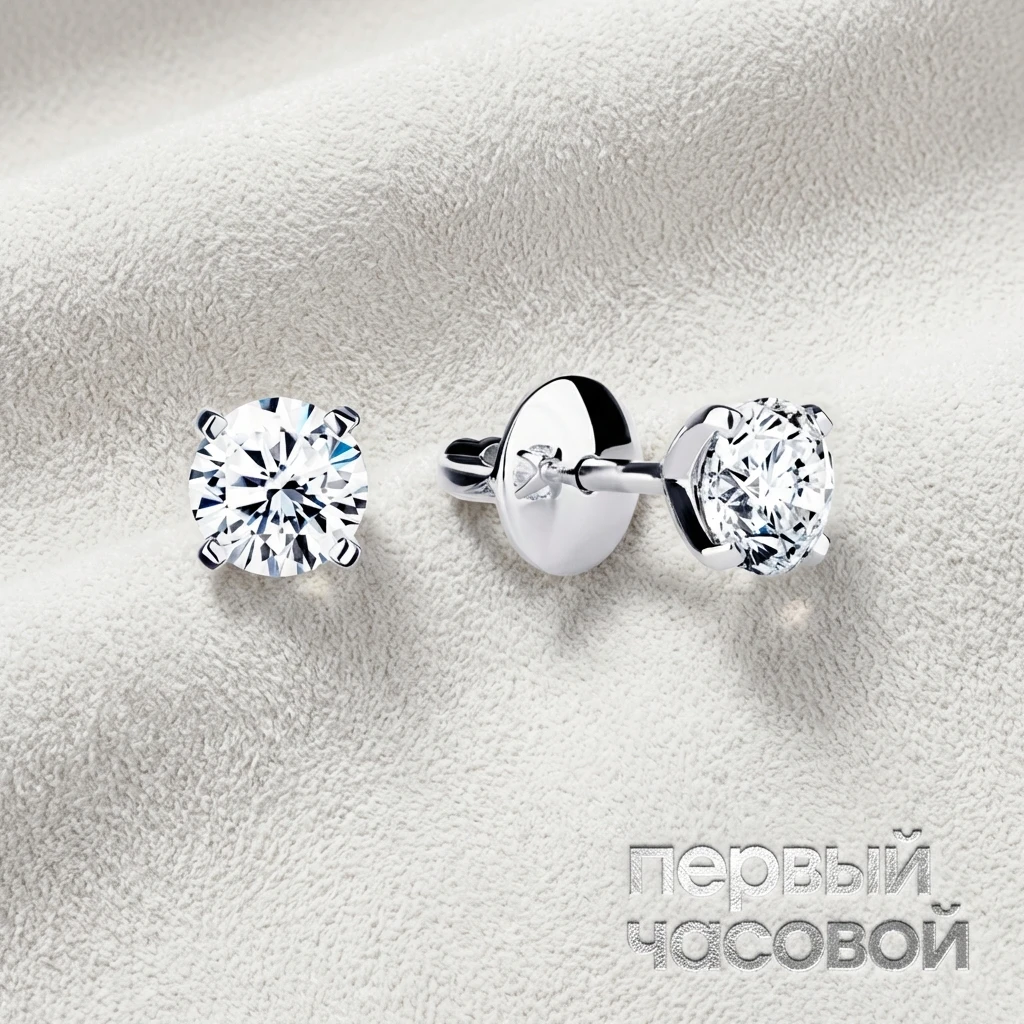 Купить украшение Studio jewelry Серьги 1,00/1,00 ct. E/Si1 (3 excellent) Round Diamonds : в наличии в Москве!