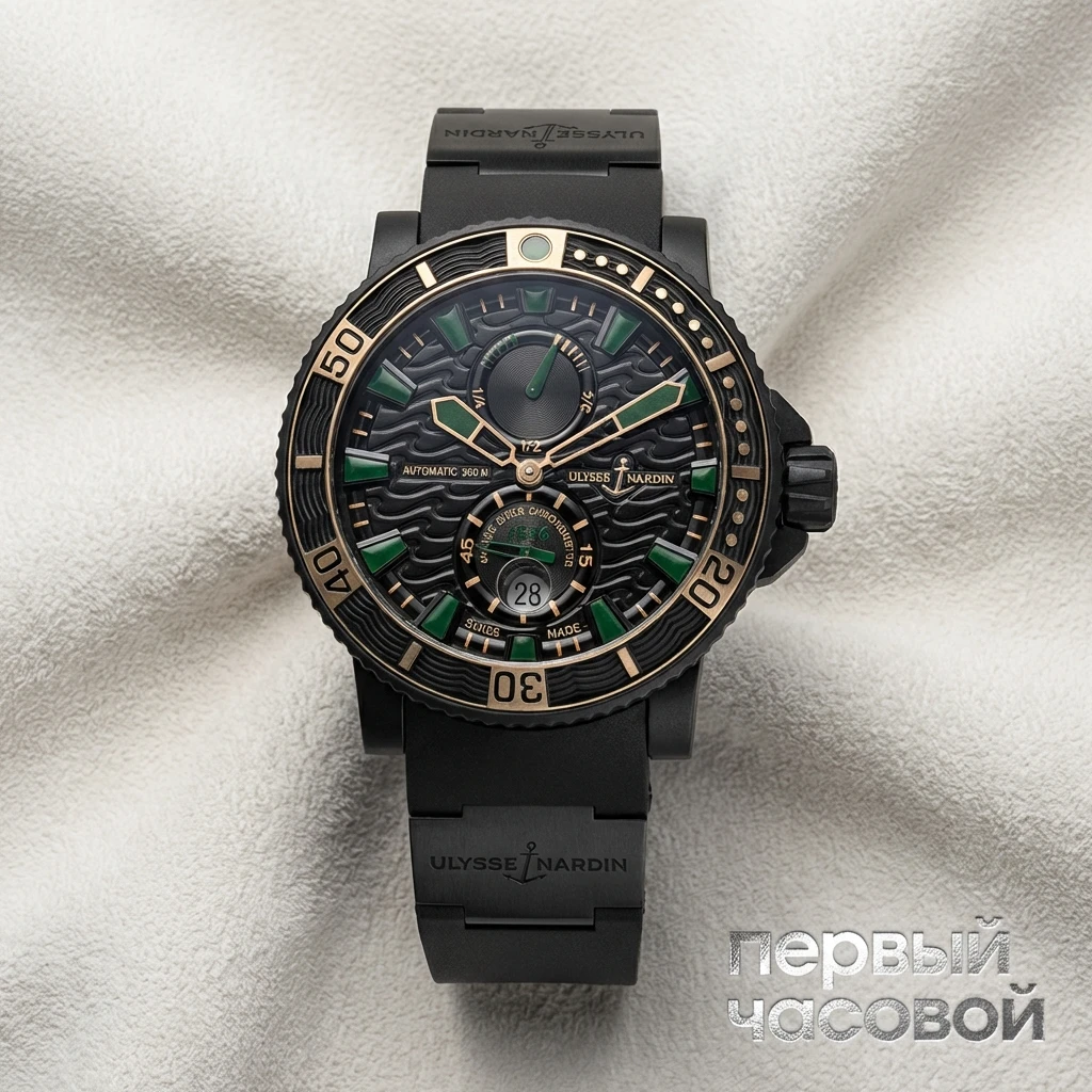 Купить элитные часы Ulysse N Maxi Marine Diver Black Sea Limited Edition 263-92LE-3C/928-RG: в наличии в Москве!