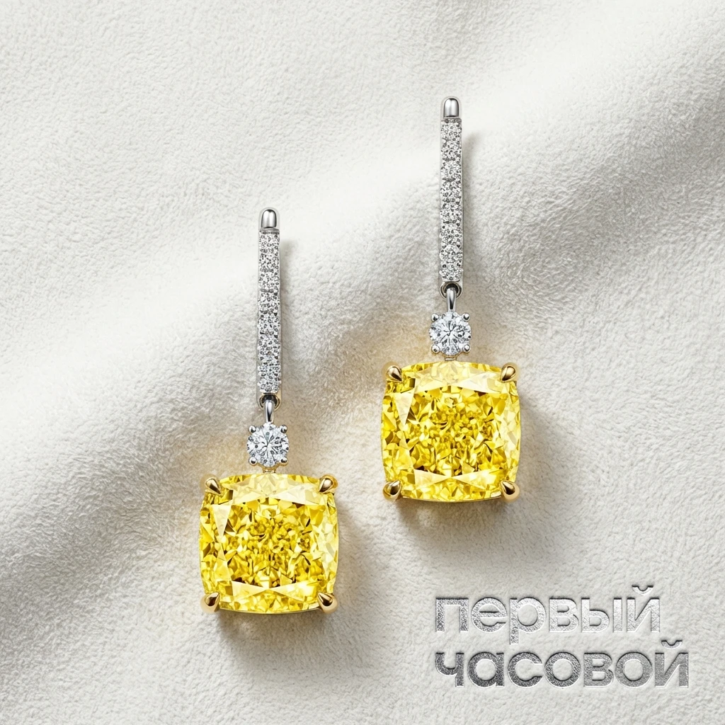 Купить украшение Studio jewelry Серьги 3,06/3,35 ct. Fancy Light Yellow/Internally Flawless : в наличии в Москве!