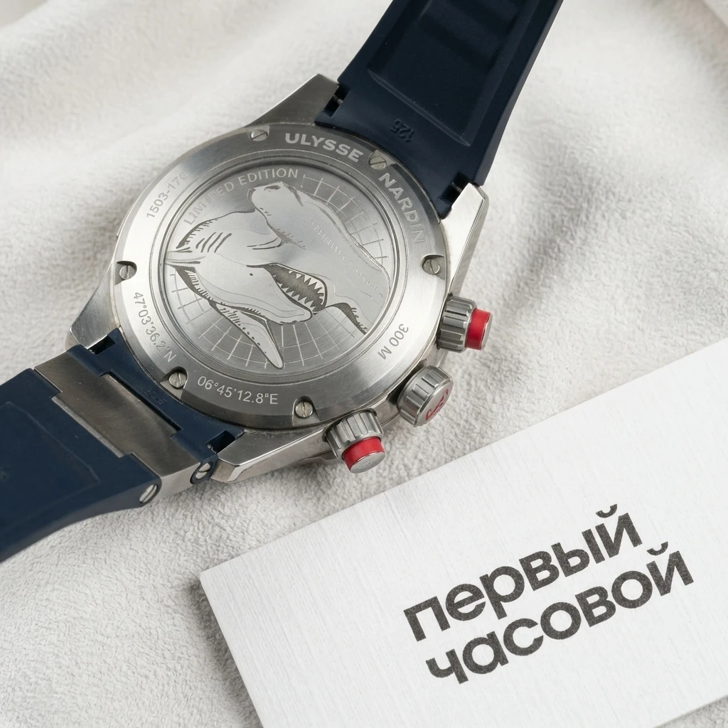 Купить элитные часы Ulysse N Diver Chronograph Hammerhead Shark Limited Edition 1503-170/93-HAMMER: в наличии в Москве!