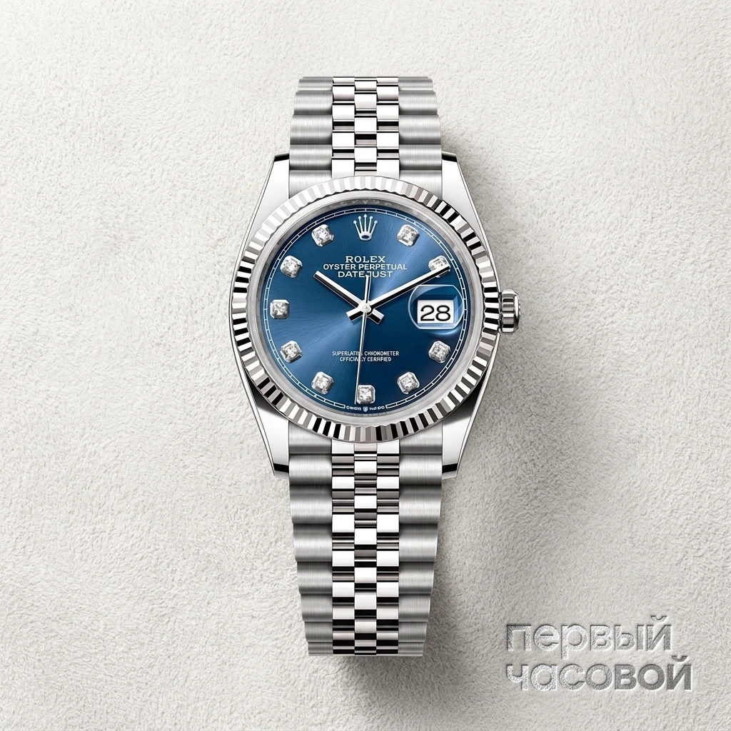Купить элитные часы Rolex Datejust 36Mm Steel &amp; White Gold Blue Dial Diamonds 126234: в наличии в Москве!