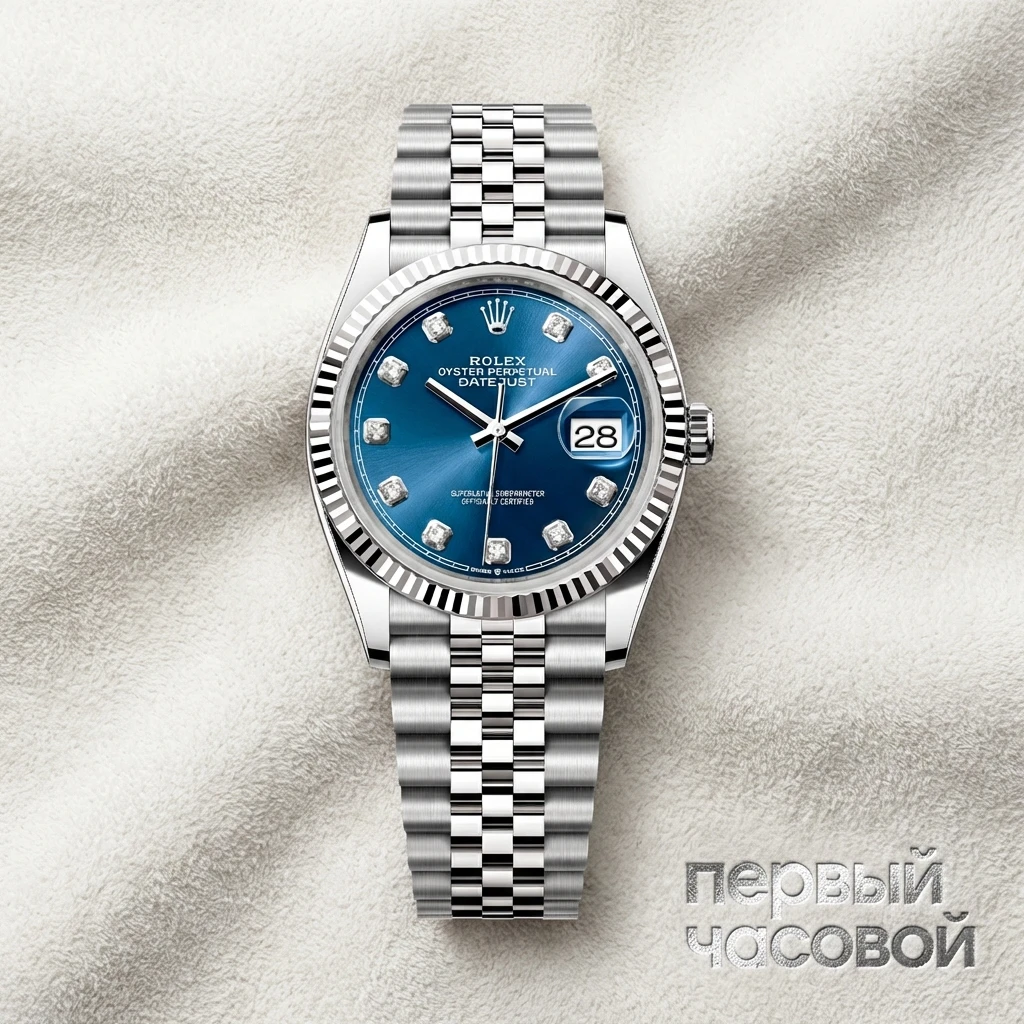 Rolex Datejust 36Mm Rolex Blue Dial Diamond Index 126234