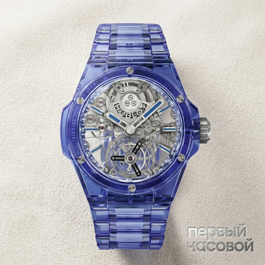 Купить элитные часы Hublot Big Bang Integrated Tourbillon Full Blue Sapphire 455.JL.0120.JL: в наличии в Москве!