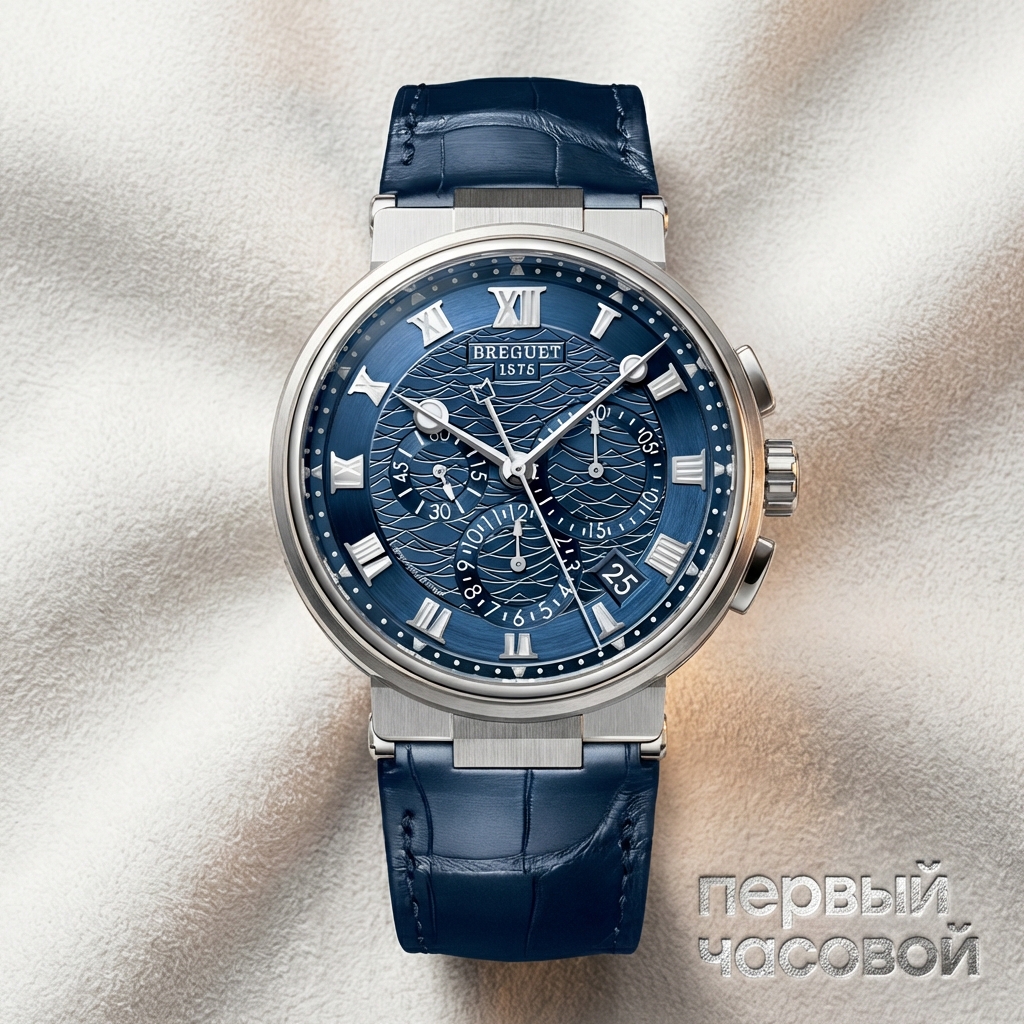 Breguet Marine Chronograph White Gold Blue Dial 5527bb