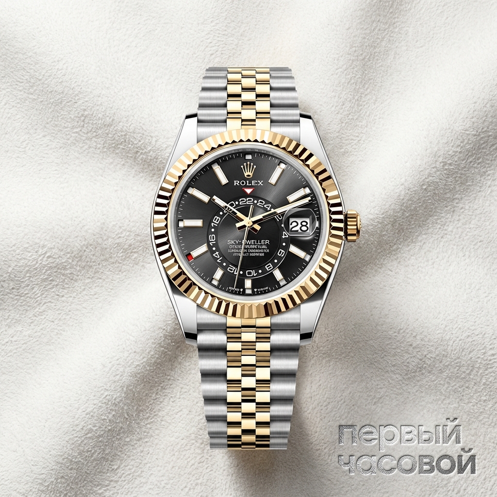 Rolex Sky-Dweller 42Mm Steel And Yellow Black Dial