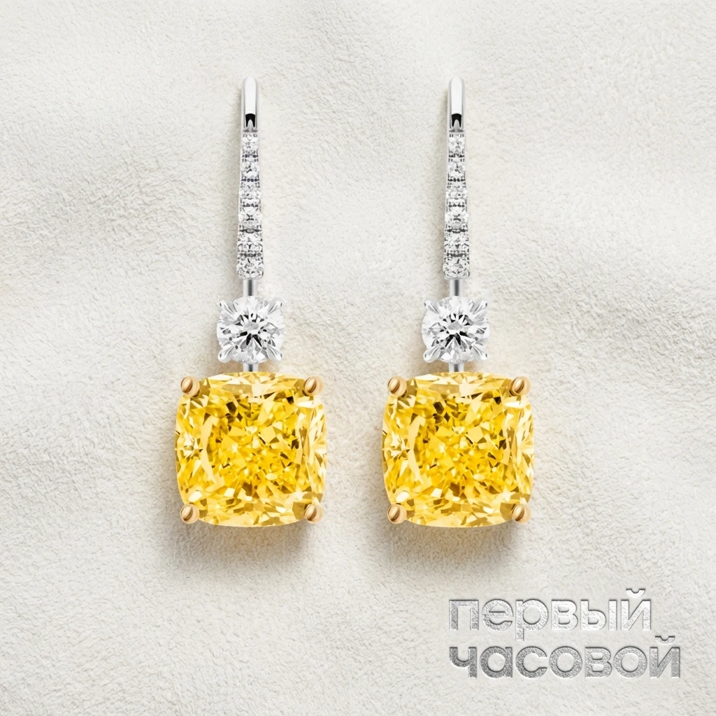 Купить украшение Studio jewelry Серьги С Бриллиантами 3,18/3,01 Fancy Yellow : в наличии в Москве!