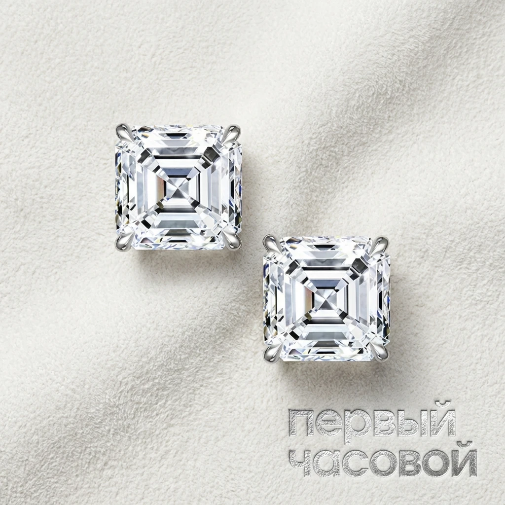 Купить украшение Studio jewelry Серьги 1,00/1,01 ct. G/VVS2 (Asscher Cut) : в наличии в Москве!