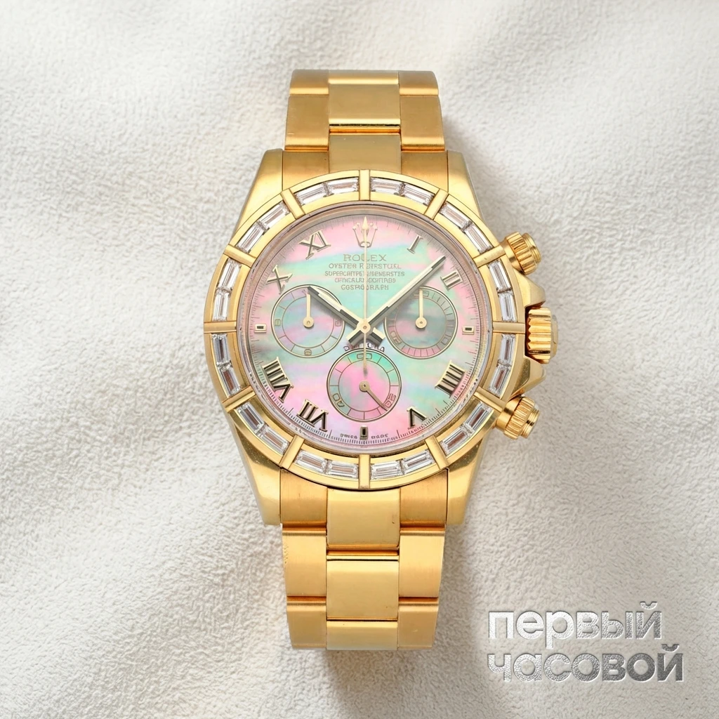 Купить элитные часы Rolex Daytona MOP Yellow Gold Baguette Diamond 116568: в наличии в Москве!