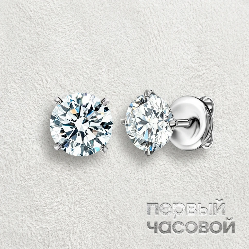 Купить украшение Studio jewelry Серьги 1,04/1,04 ct. H/VS2 (3 excellent) Round Diamonds : в наличии в Москве!