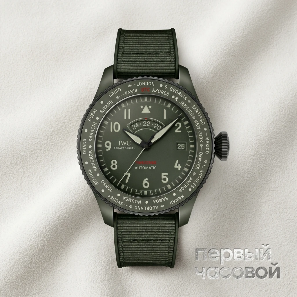 Купить элитные часы Iwc Pilots Watch Timezoner Top Gun Woodland IW395601: в наличии в Москве!