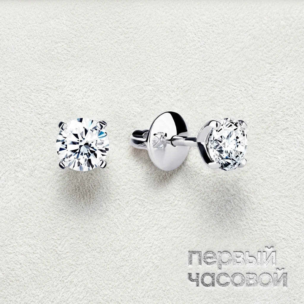 Купить украшение Studio jewelry Серьги 1,00/1,00 ct. F/VS2 (3 Excellent) Round Diamonds : в наличии в Москве!