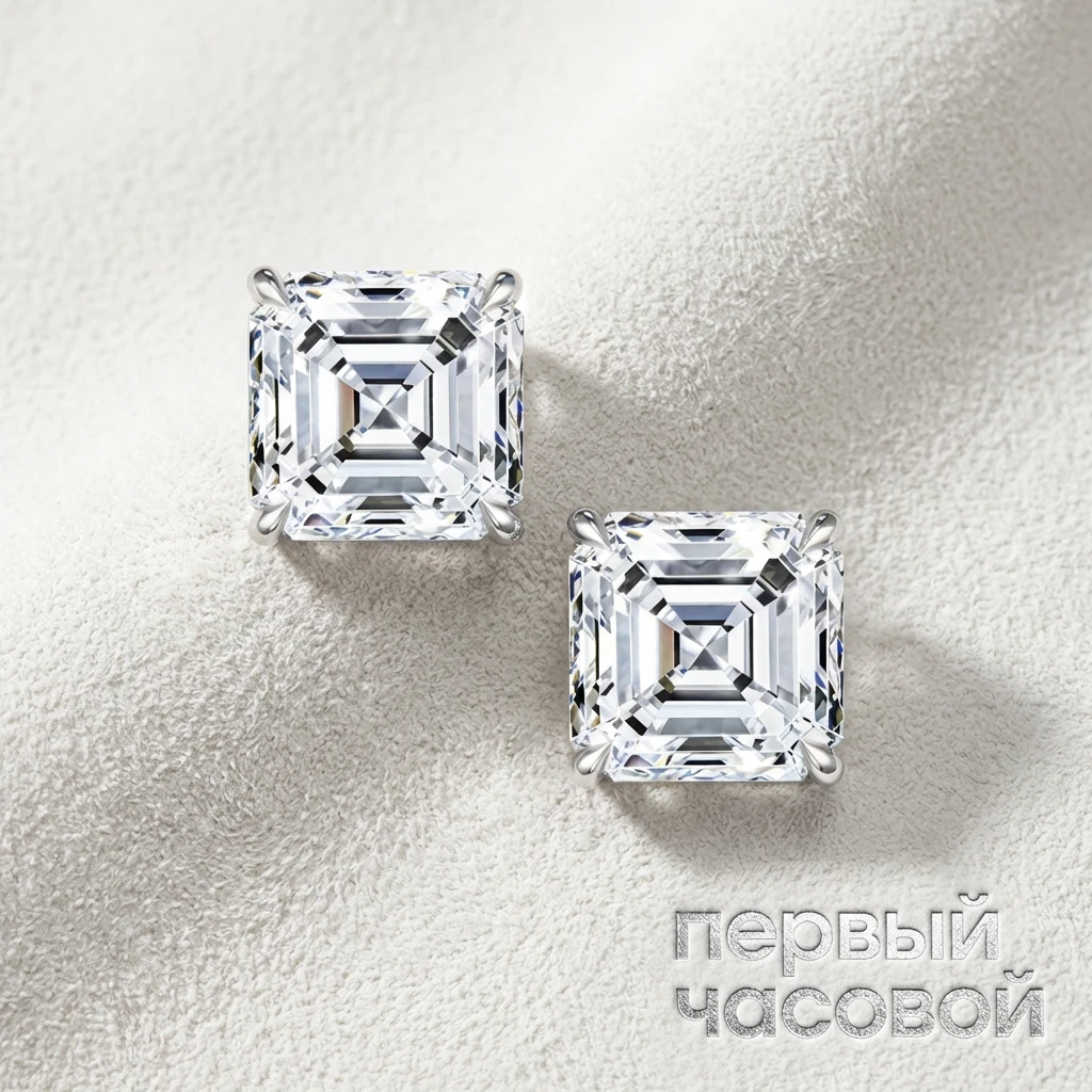 Купить украшение Studio jewelry Серьги 1,00/1,01 ct. H/VS1 (Asscher cut) : в наличии в Москве!