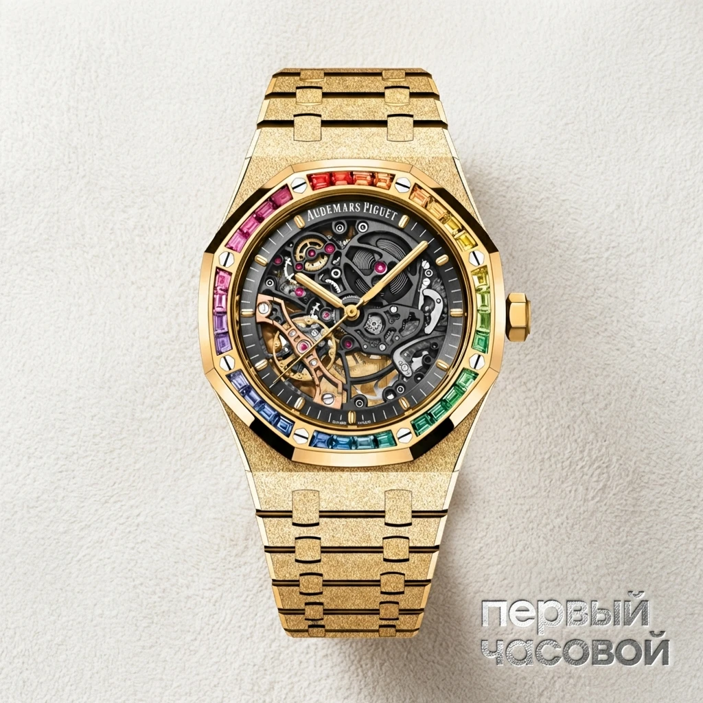 Купить элитные часы Audemars Piguet Royal Oak Frosted Yellow Gold Double Balance Openworked Rainbow 15412BA.YG.1224BA.01: в наличии в Москве!