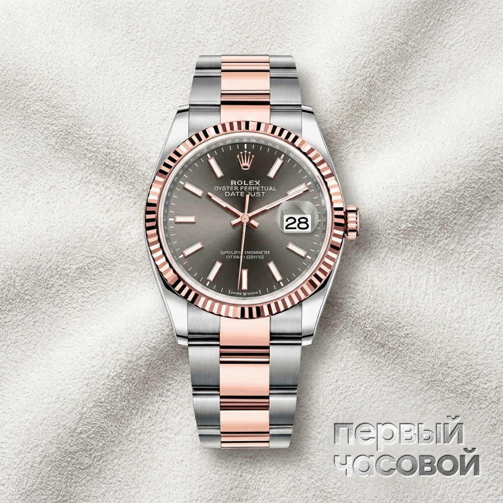 Rolex Datejust 36Mm Steel & Rose Gold Dark Rhodium Dual
