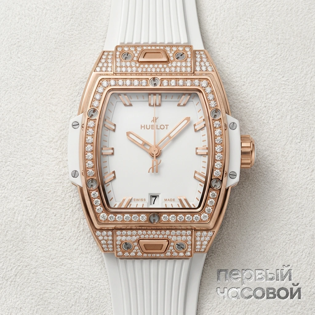 Купить элитные часы Hublot Shaped Spirit Of Big Bang King Gold White Pave 662.OE.2080.RW.1604: в наличии в Москве!