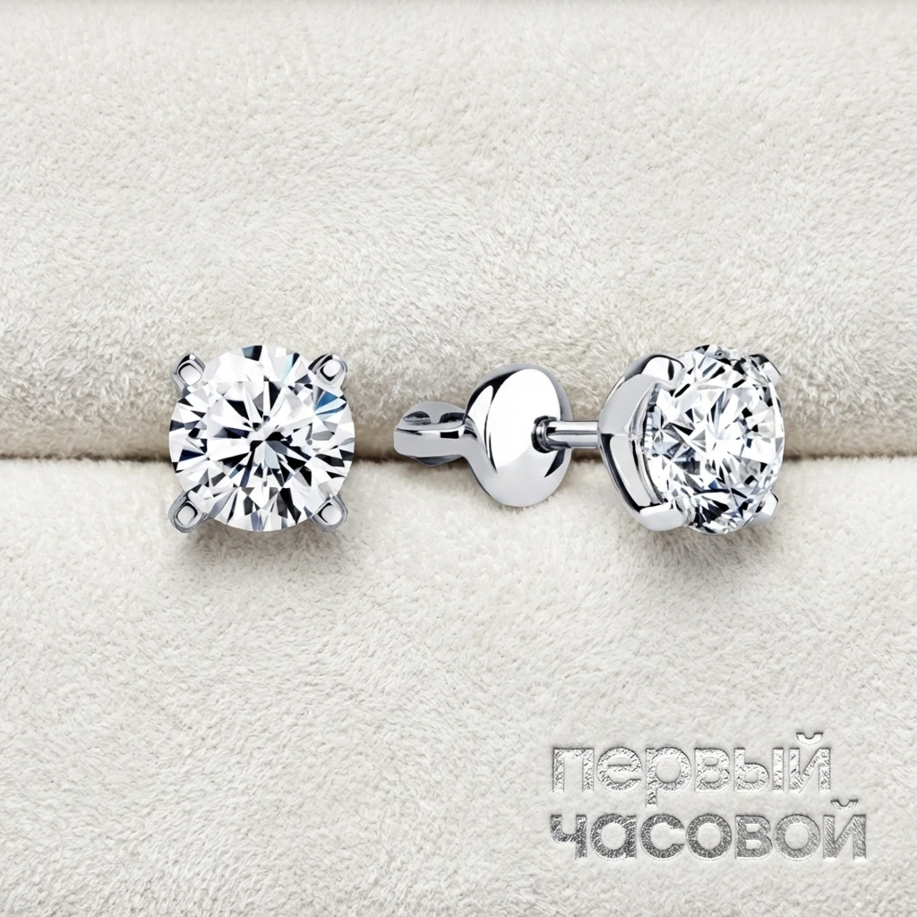 Купить украшение Studio jewelry Серьги 1,03/1,03 ct. G/VS1 (3 Excellent) Round Diamonds : в наличии в Москве!