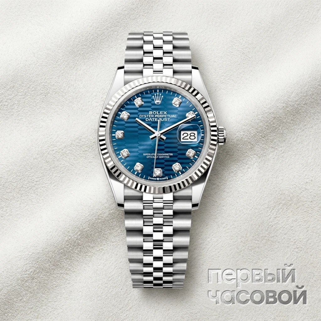 Rolex Datejust 36Mm Blue Motif Dial Diamond Index 126234