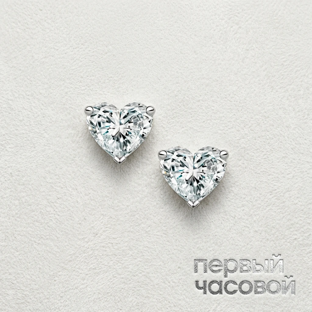 Купить украшение Studio jewelry Серьги 0,54/0,56 Ct. "Heart" D/Vs+ : в наличии в Москве!