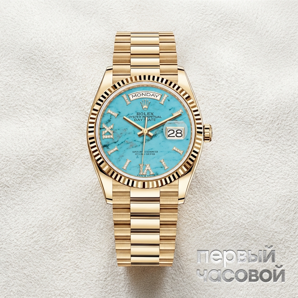 Rolex Day-Date 36Mm Yellow Gold Turquoise Dial