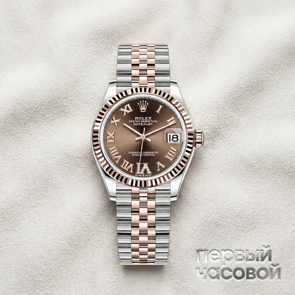 Rolex Datejust 31Mm Steel & Rose Gold Chocolate Dial And Diamonds