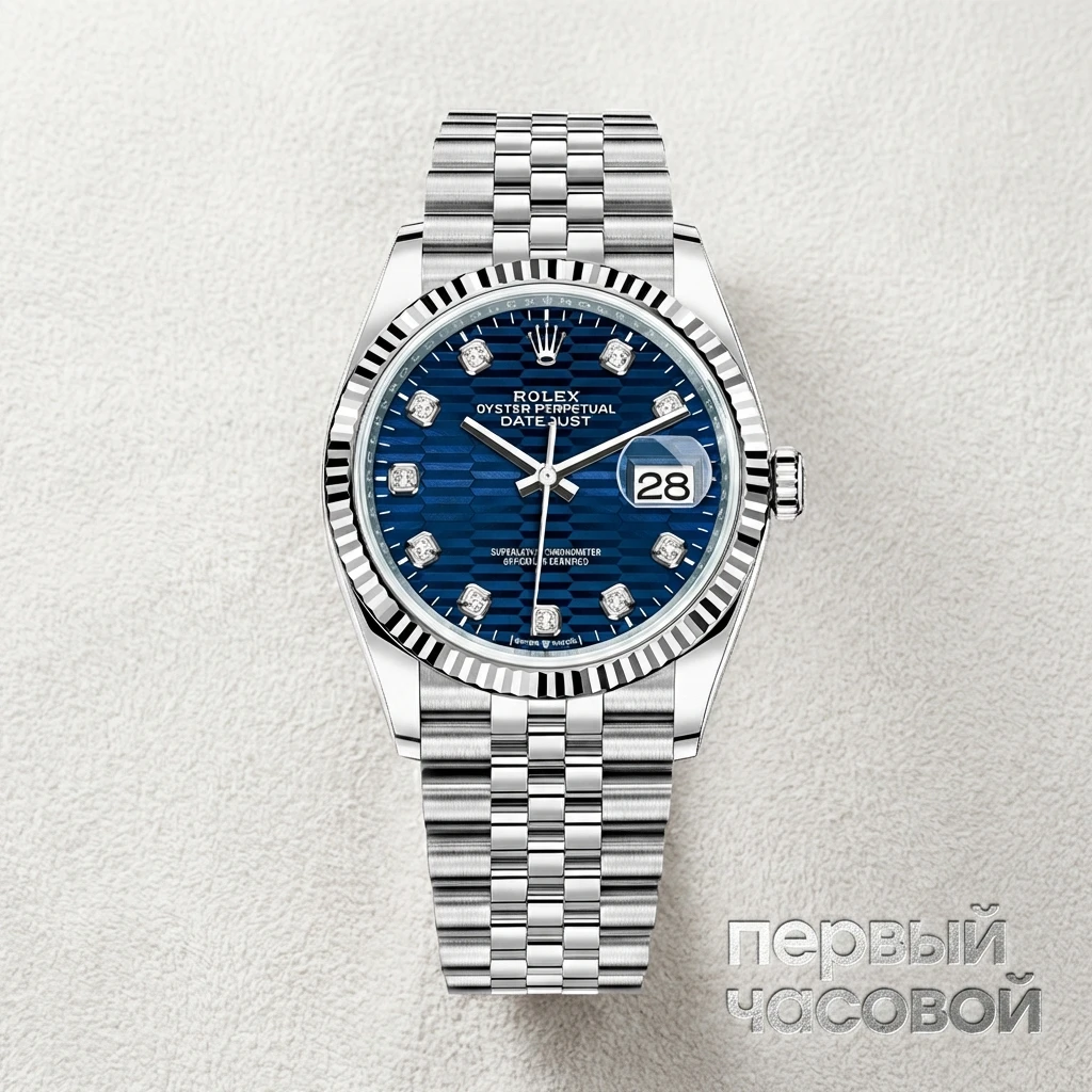 Купить элитные часы Rolex Datejust 36mm Steel &amp; White Gold Blue Fluted Motif And Dimonds Dial 126234: в наличии в Москве!