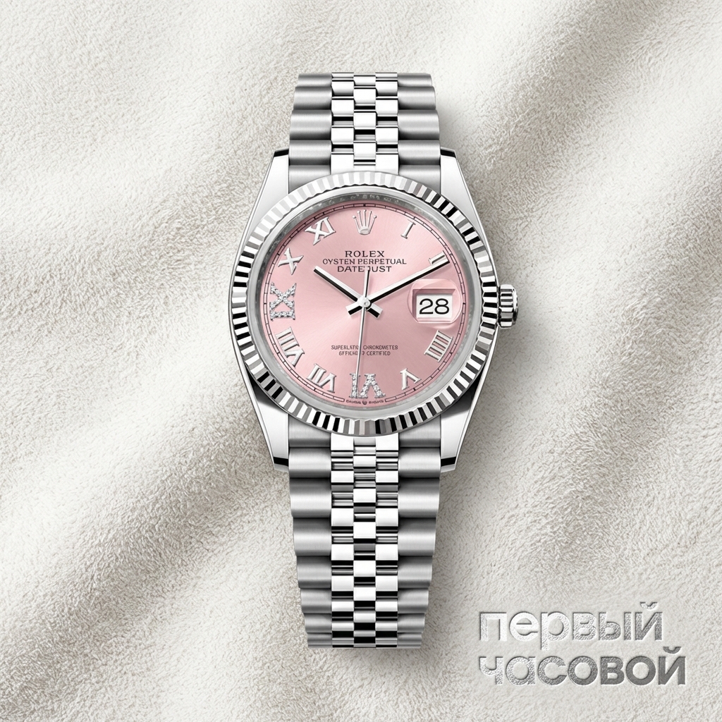 Rolex Datejust 36Mm Steel & White Gold Pink Viix