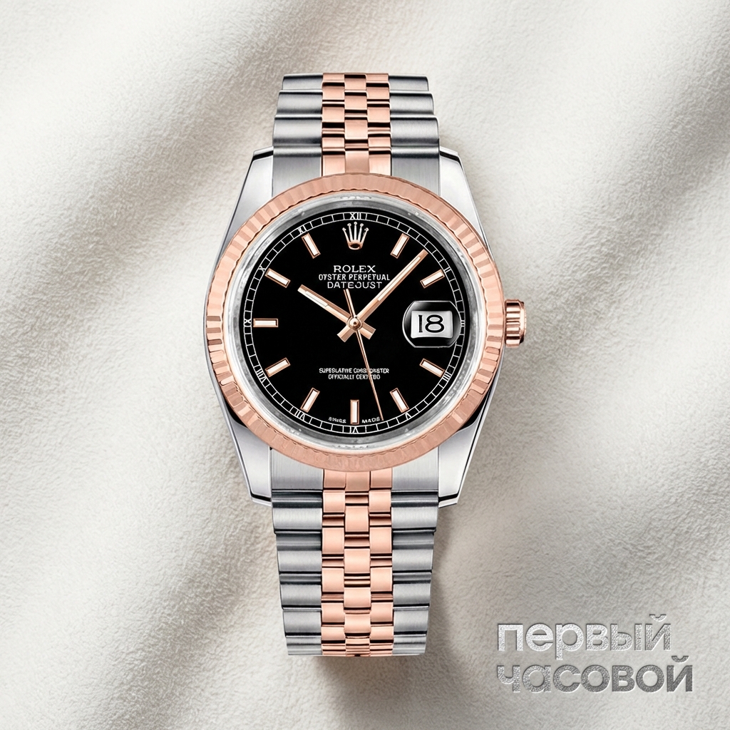 Rolex Datejust 36Mm Steel & Rose Gold Black Dial