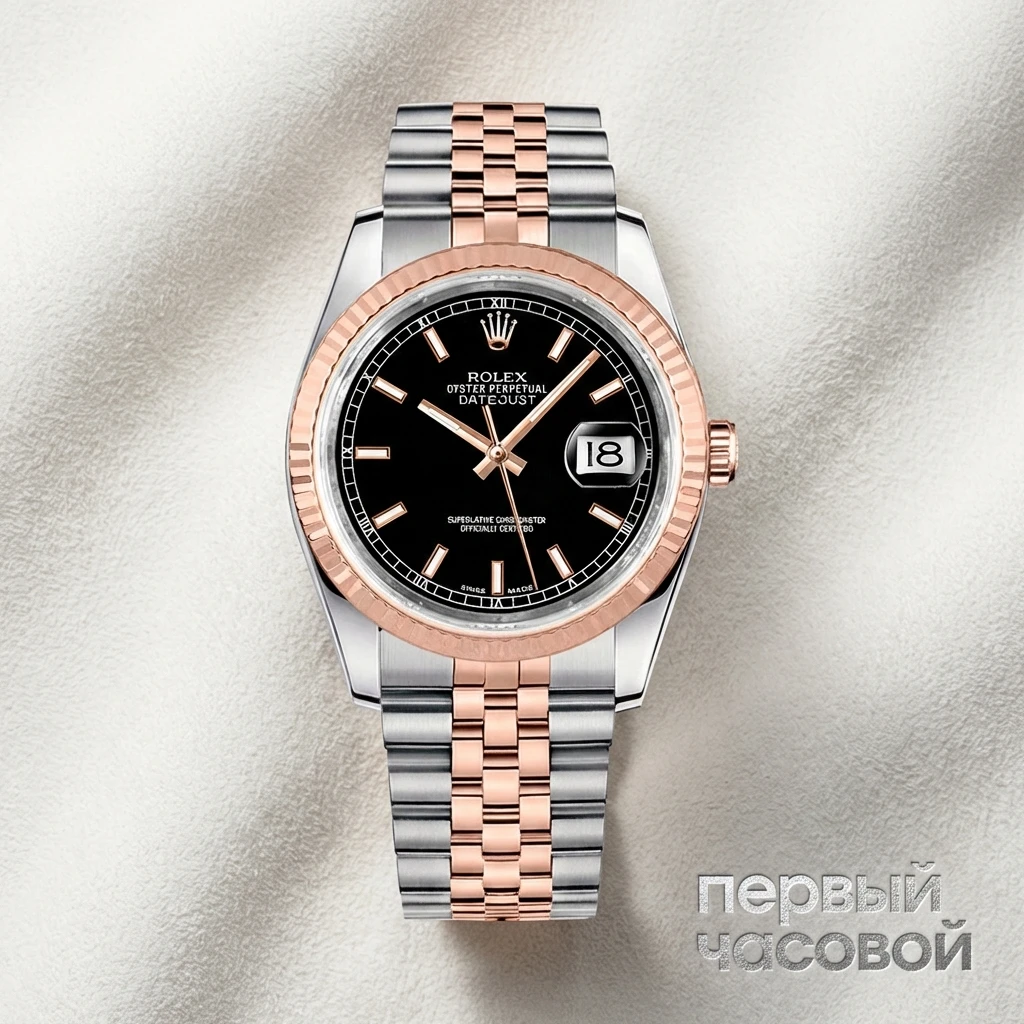 Rolex Datejust 36Mm Steel & Rose Gold Black Dial 116231