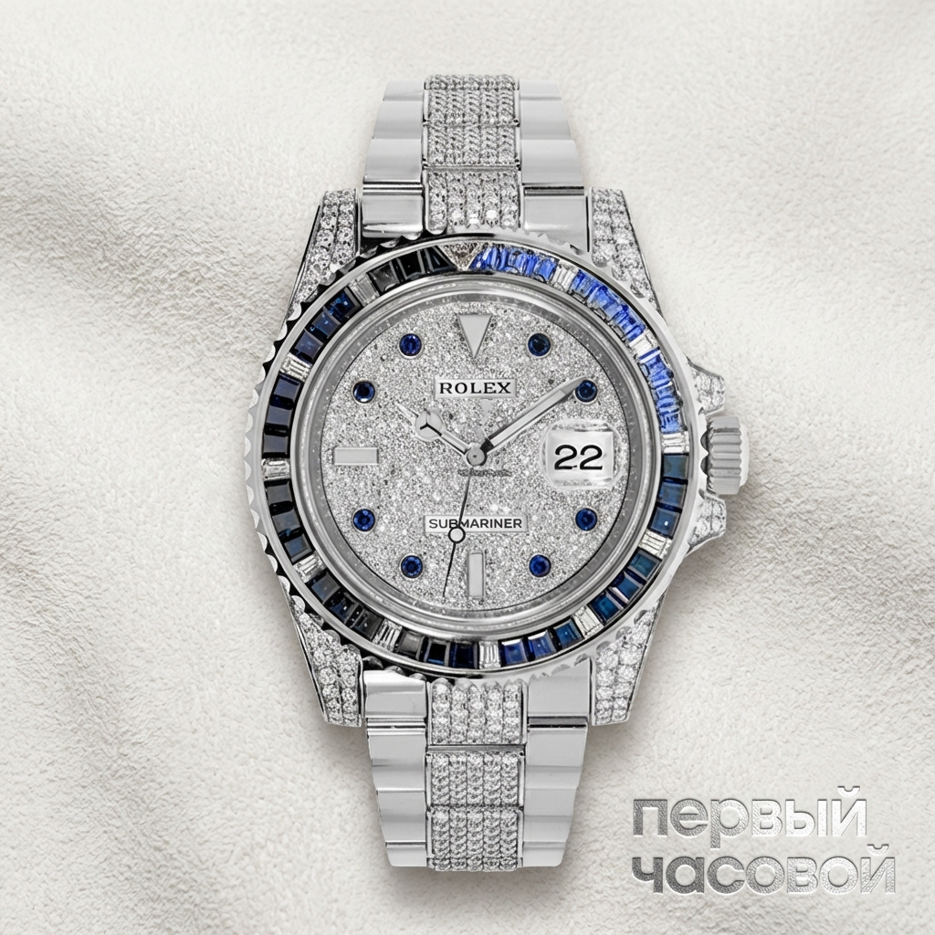 Rolex Submariner Custom Sapphire and Diamonds Pave Dial