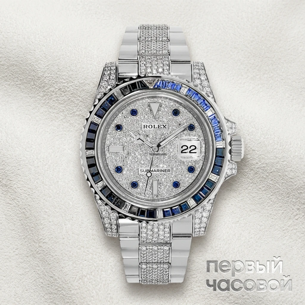 Rolex Submariner Custom Sapphire and Diamonds Pave Dial 116659SABR Fix
