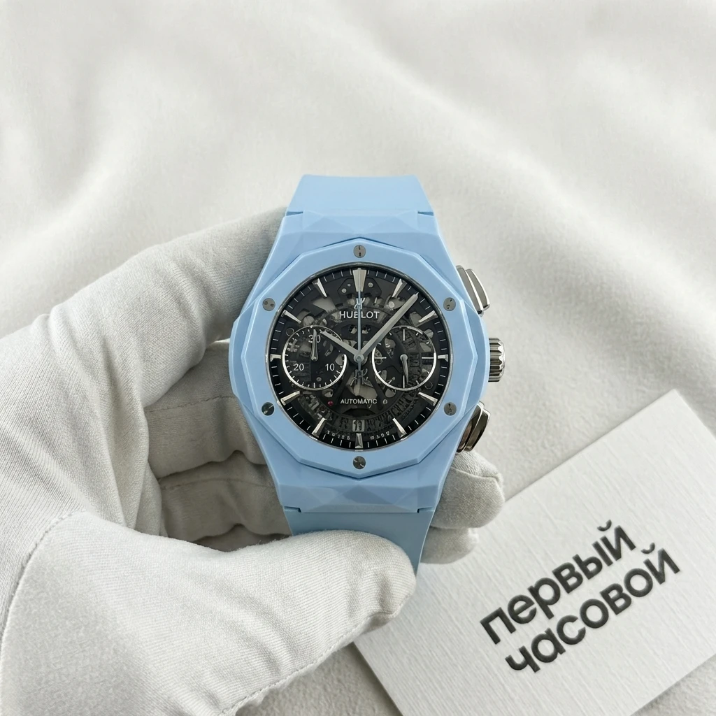 Купить элитные часы Hublot Classic Fusion Aerofusion Chronograph Orlinski Sky Blue Ceramic 525.ES.0170.RX.ORL22: в наличии в Москве!