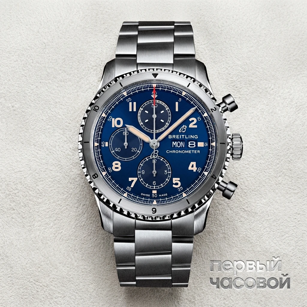 Купить элитные часы Breitling Aviator 8 Chronograph 43 Stainless Steel Blue A13316101C1A1: в наличии в Москве!