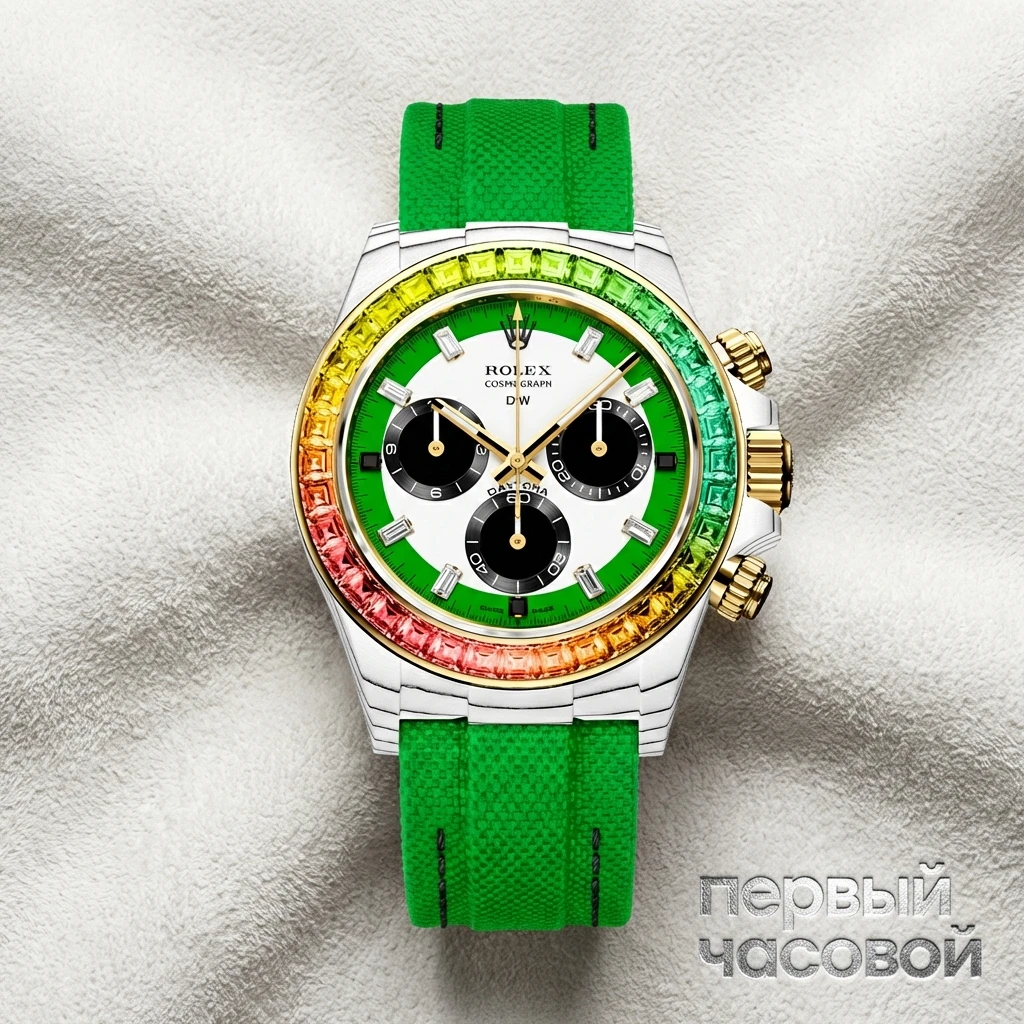 Купить элитные часы DiW Rolex Daytona 40 Mm Rainbow Wild Green : в наличии в Москве!