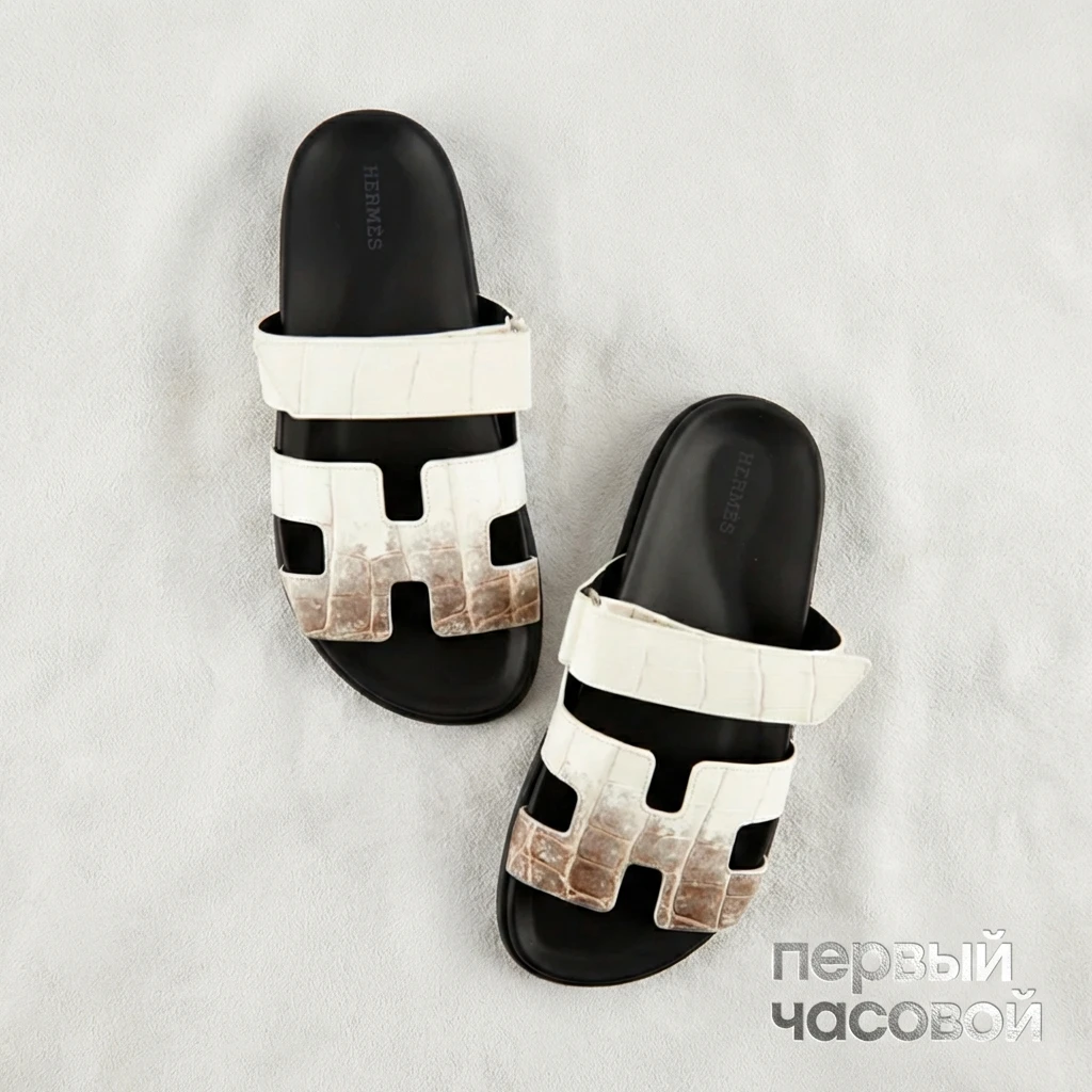 Купить элитные часы Hermes Chypre Leather Sandals Himalaya Matte Crocodile Leather : в наличии в Москве!