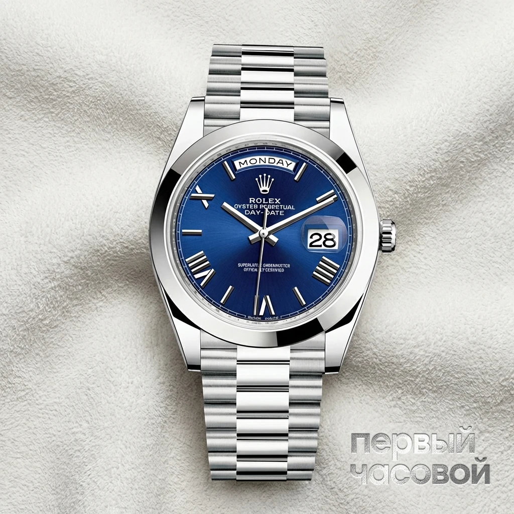 Rolex Day-Date II President Platinum Blue Romain Dial 228206