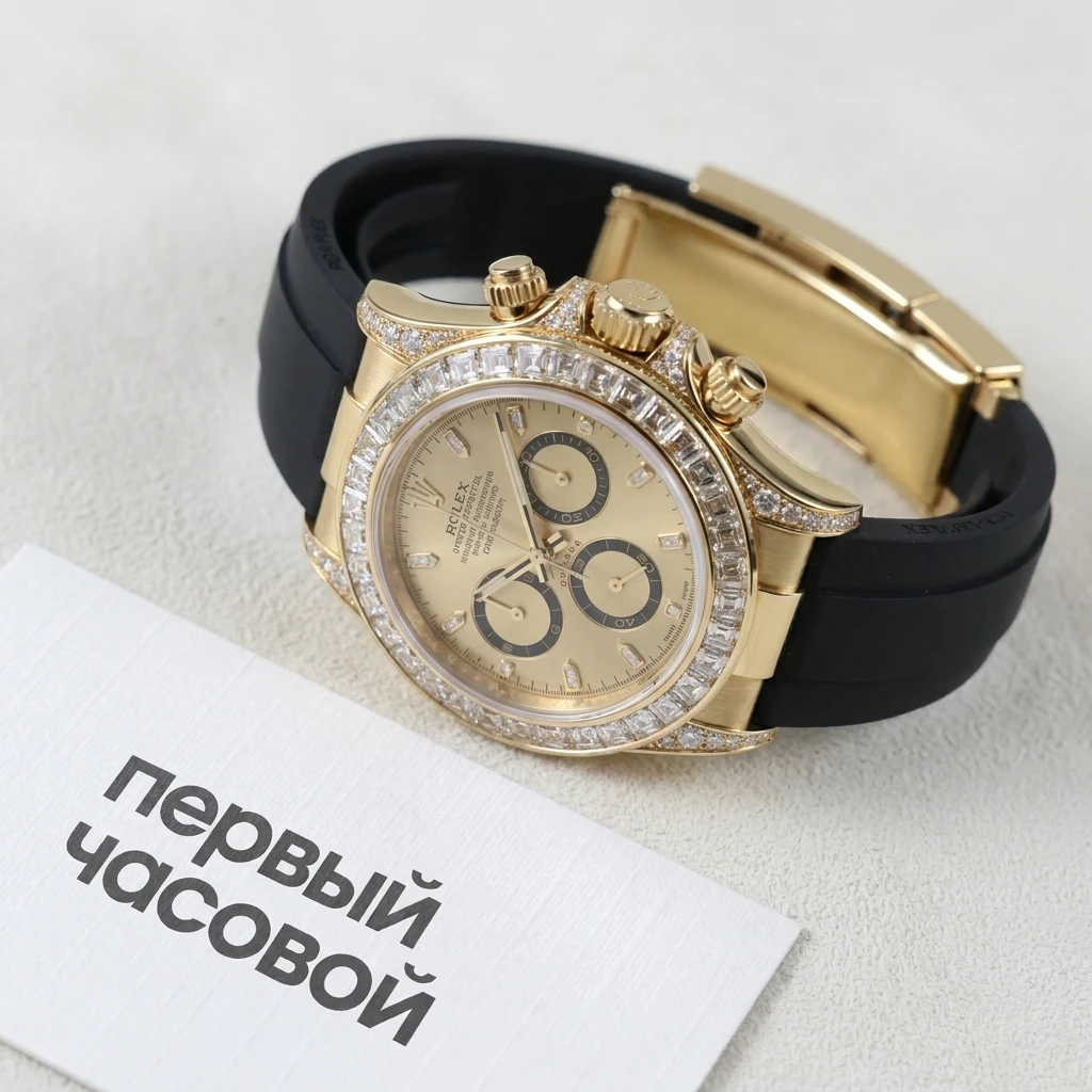 Купить элитные часы Rolex Cosmograph Daytona Yellow Gold Factory Diamonds Oysterflex 126538TBR: в наличии в Москве!