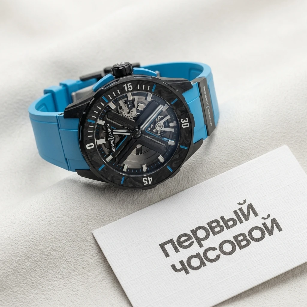 Купить элитные часы Ulysse N Diver X Skeleton Azure 44 mm 3723-170-2b/3a: в наличии в Москве!